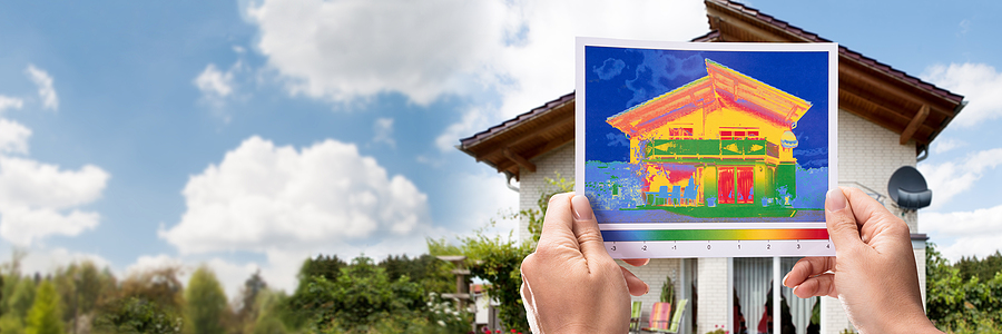 House Thermal Insulation And Heat Imaging Outside Home